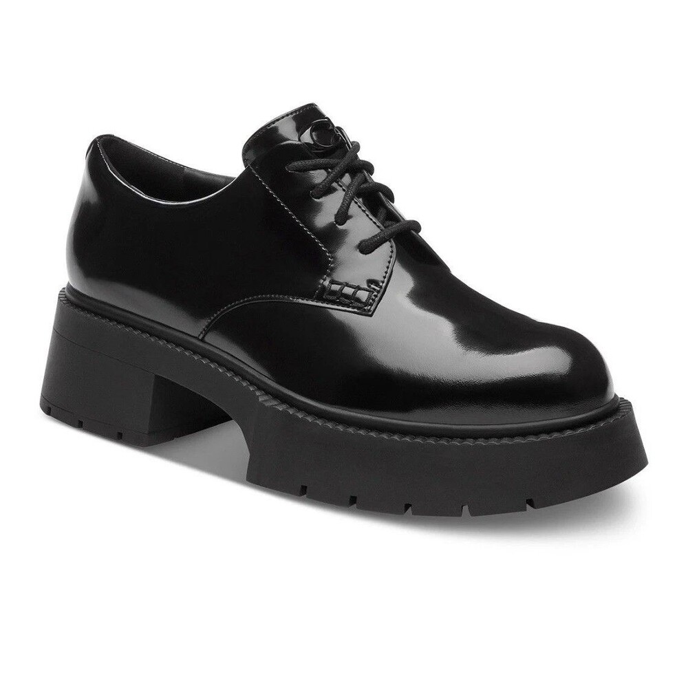 Coach Women's Lyla Platform Leather Oxfords Black Leather NIB‎ - Picture 2 of 9